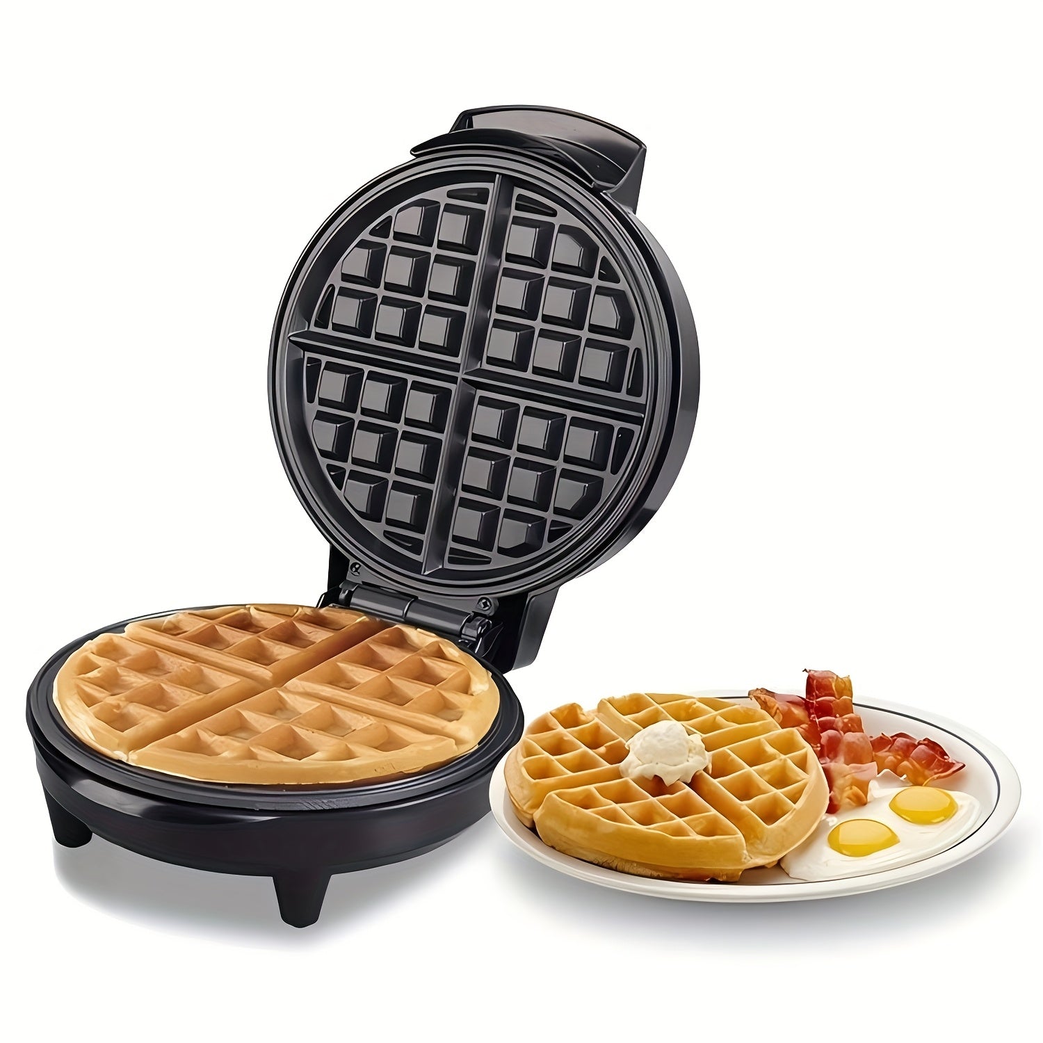 Sandwichera de 7 pulgadas con control de temperatura ajustable, placas antiadherentes, mango de tacto frío