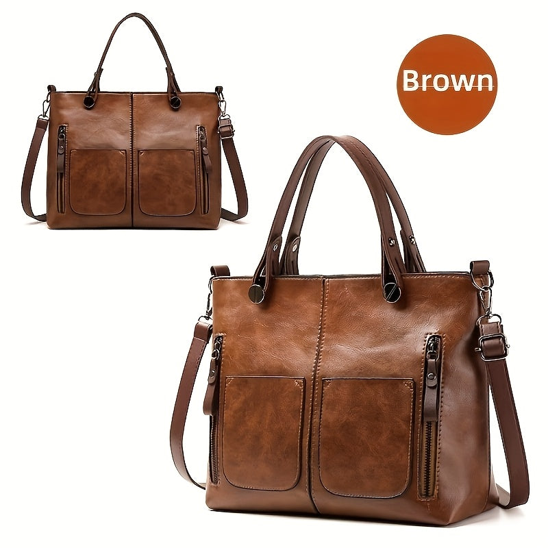 Black PU Shoulder Bag with Detachable Adjustable Strap for Business and Daily Use