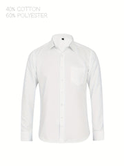 CAPUTO Erkaklar uchun Katta O'lchamdagi Rasmiy Ko'ylak - Bir Rangli, Uzoq Yengli, Qiyshaymasdan Biznes Tugmachali Ko'ylak, Yengil Yaka bilan