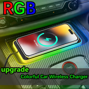 RGB Colorful Wireless Car Charger with 15W Fast Charging and Anti-Slip Board