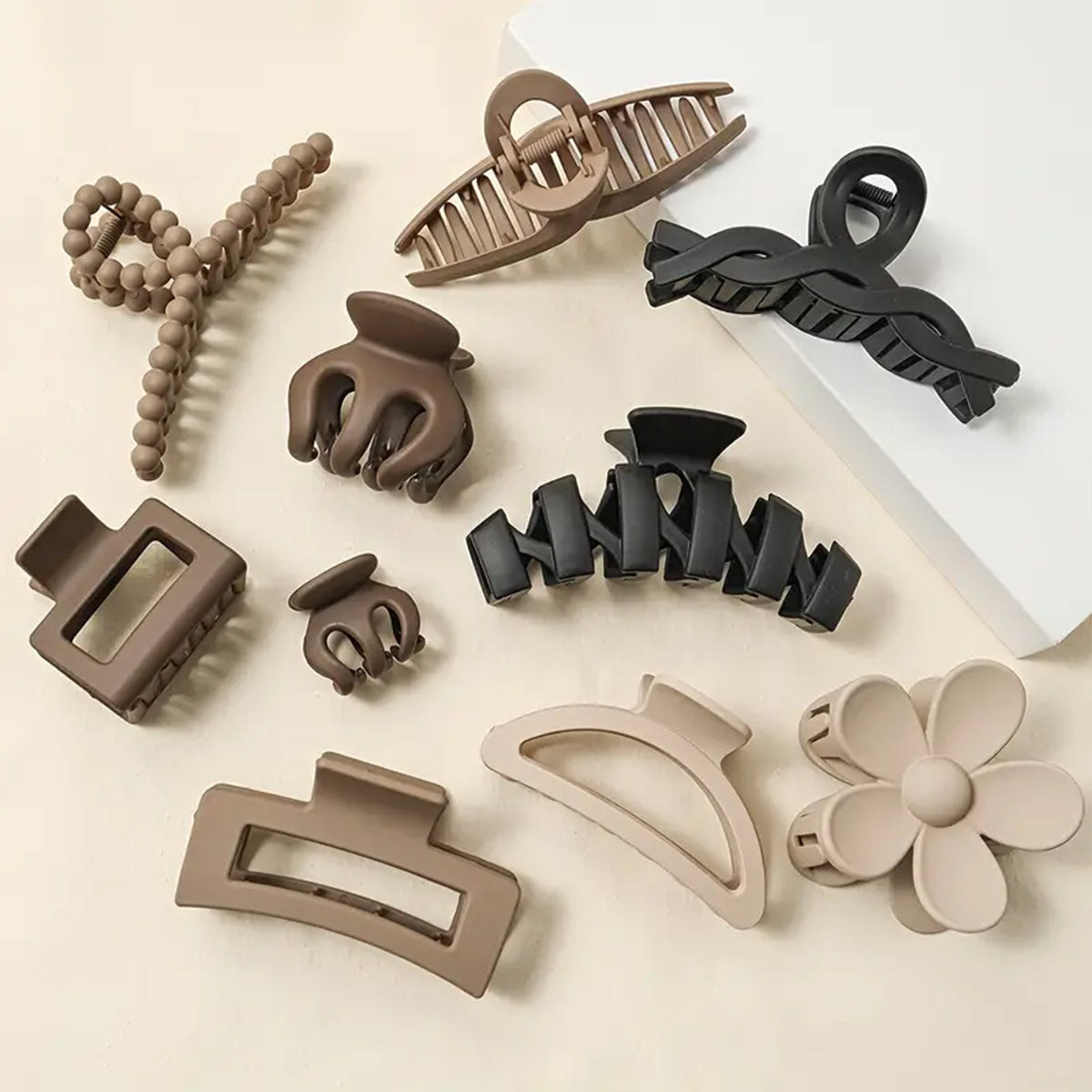 Set of 10 Large Hair Claws for Women Matte Finish Non-Slip Grip Strong Hold for Thick Hair