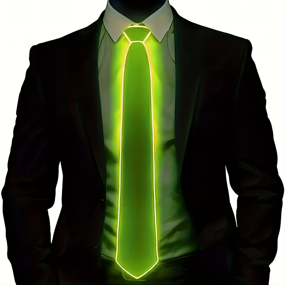 LED Light Up Necktie for Men Polyester Knit EL Wire Glowing Party Halloween Cosplay