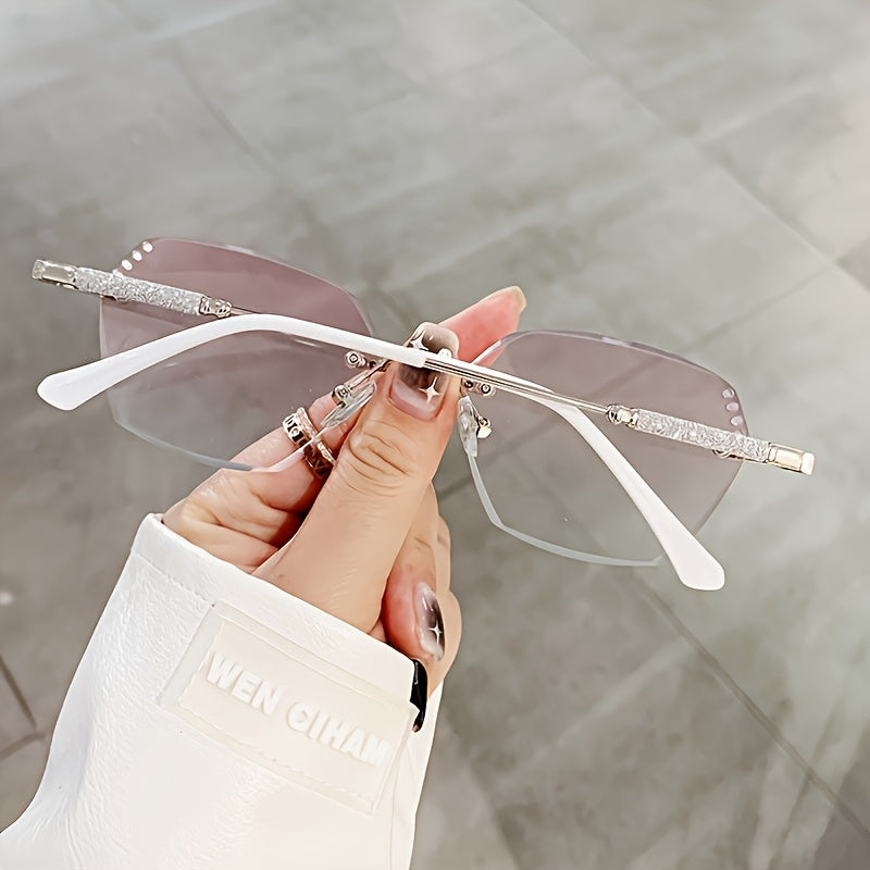 Women's Rimless Reading Glasses with Glitter Detail, 1.0 to 4.0 Magnification