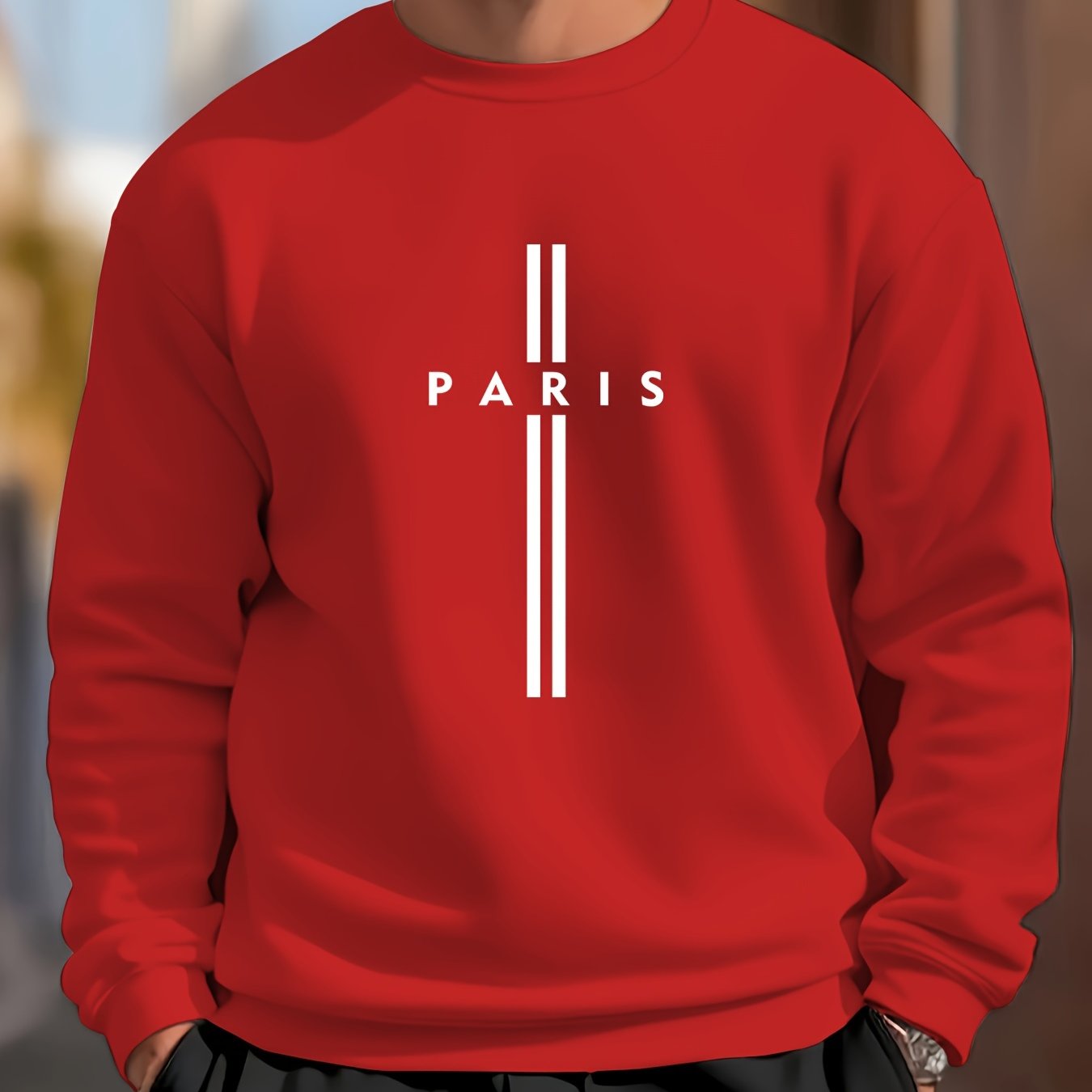 Men's Polyester Crew Neck Sweatshirt with Letter Print for Outdoor Sports in Spring and Autumn