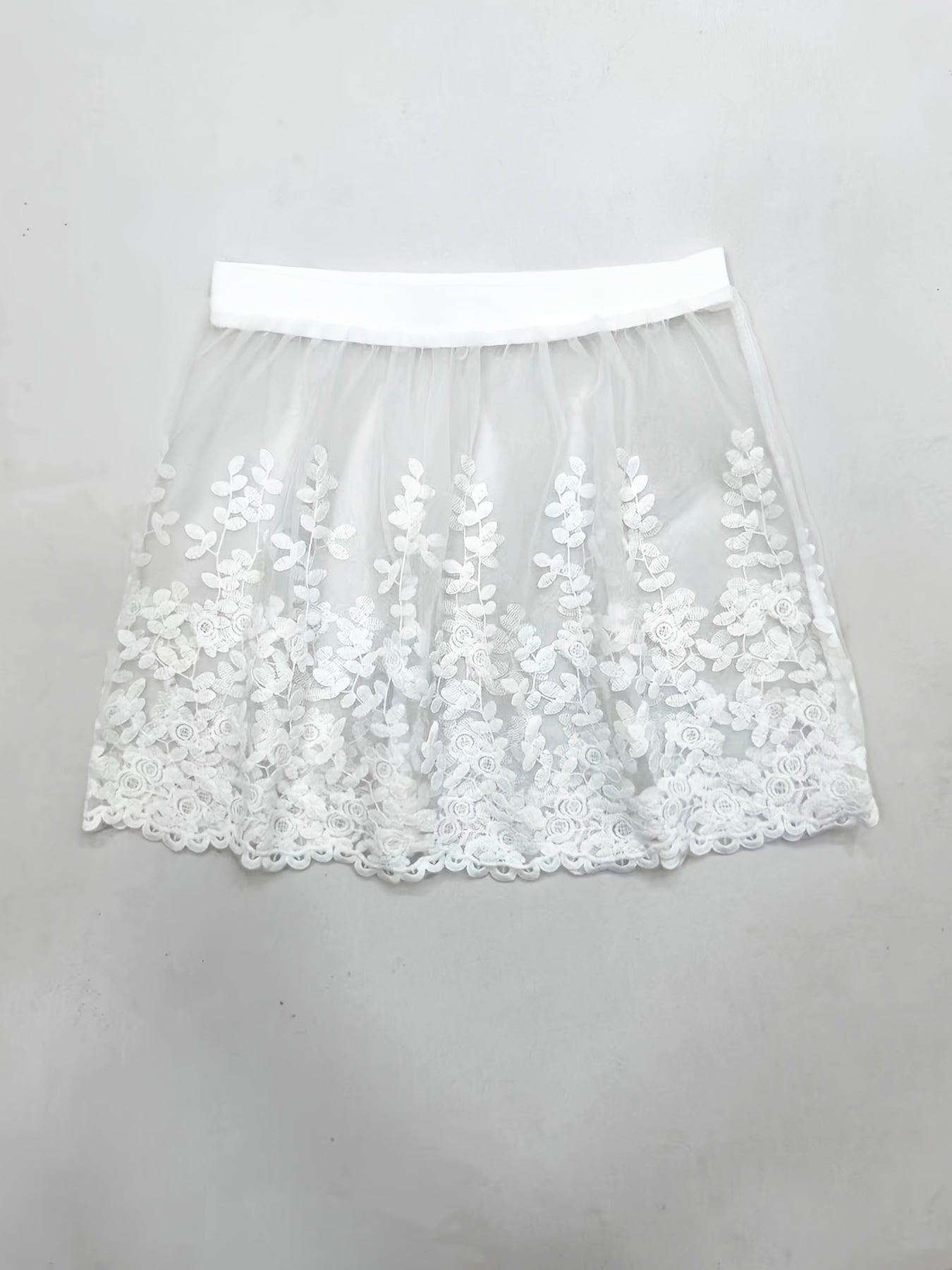 Plus Size Lace Mini Skirt Extenders for Women Black White Floral Shapewear Extra Length