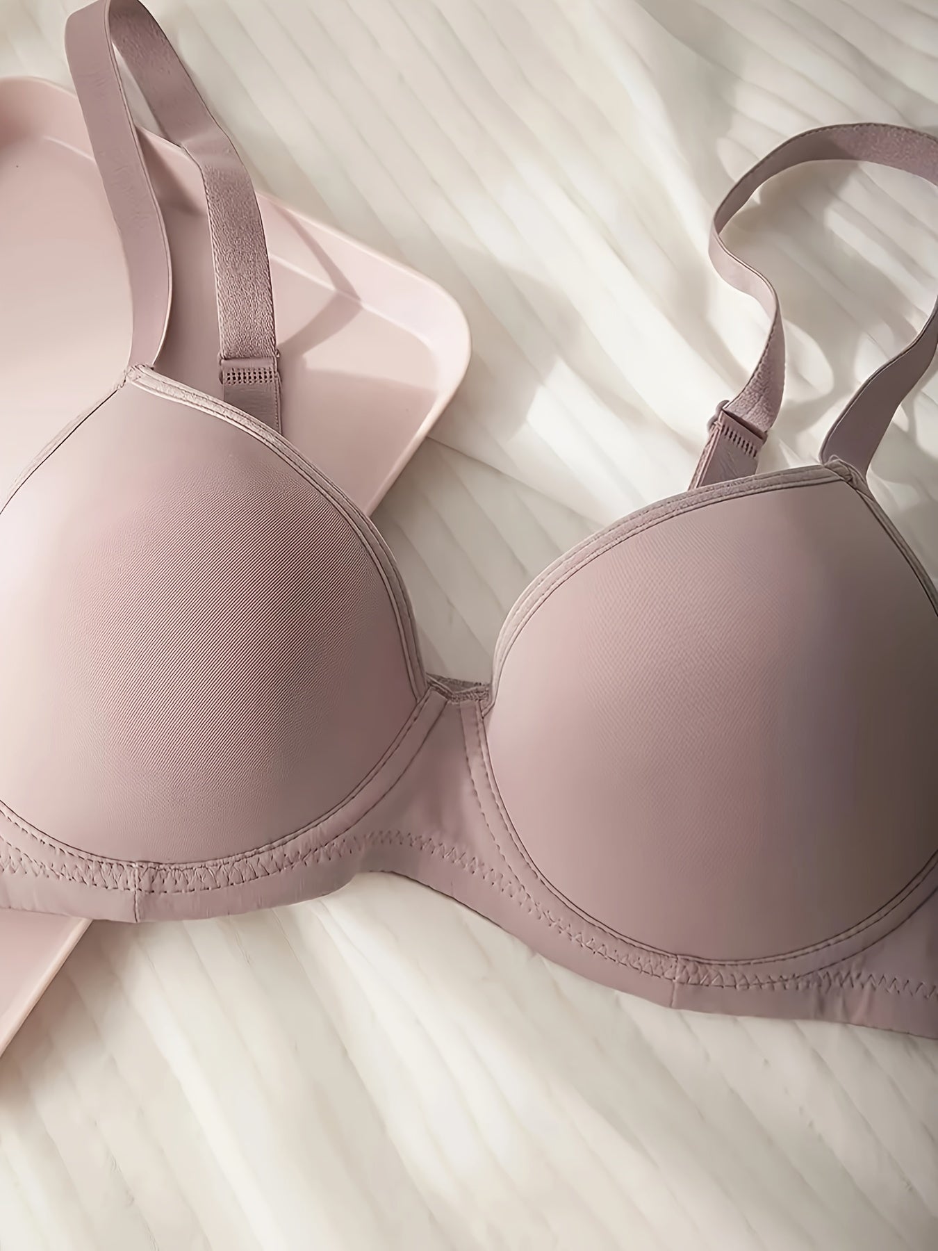 Seamless Solid Cotton Push-Up Bra Set for Women Comfortable Lingerie