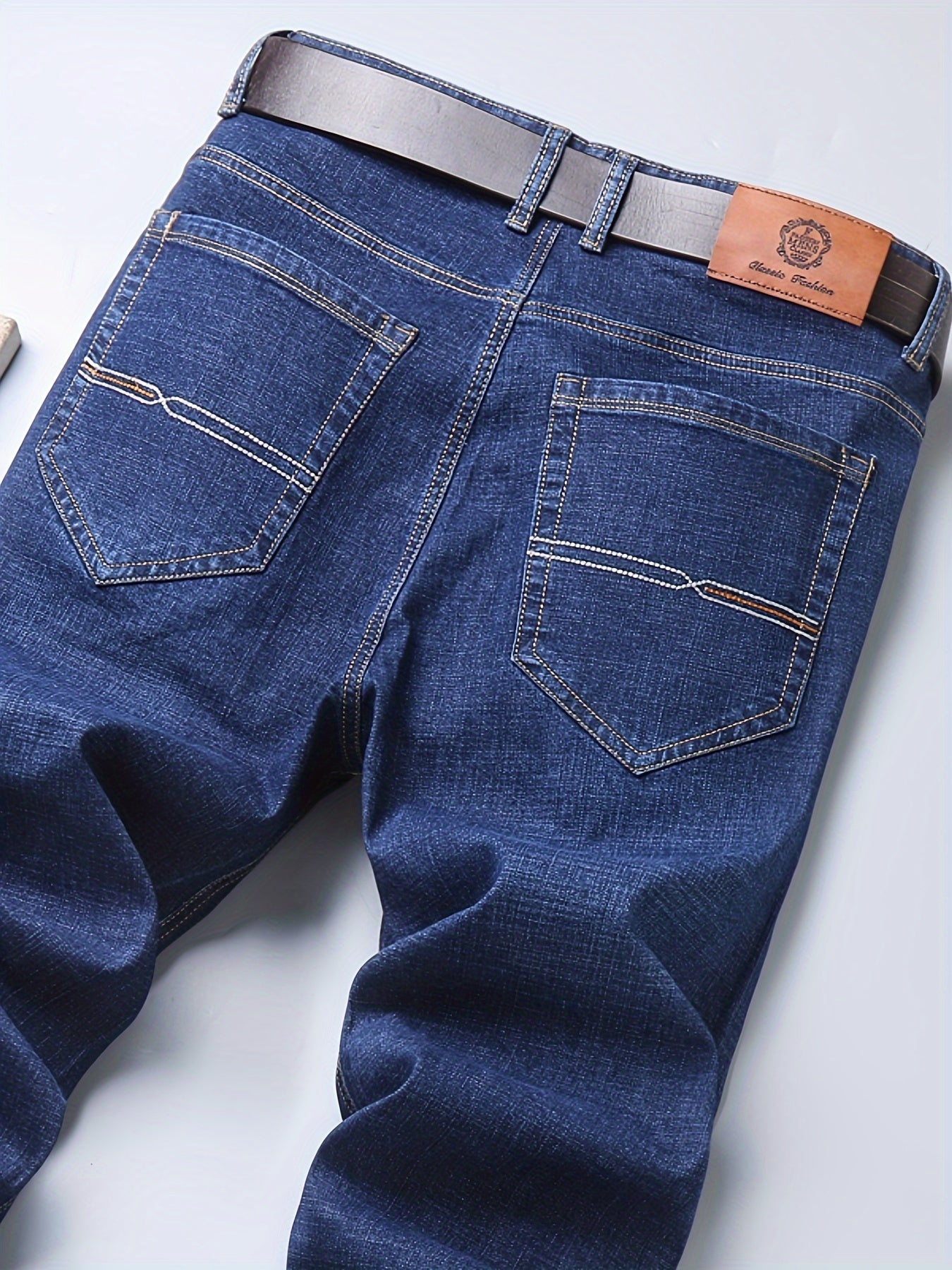 Мужские джинсы большого размера из премиум-денима с эластаном, комфортной посадкой, прочным хлопковым миксом и вышивкой