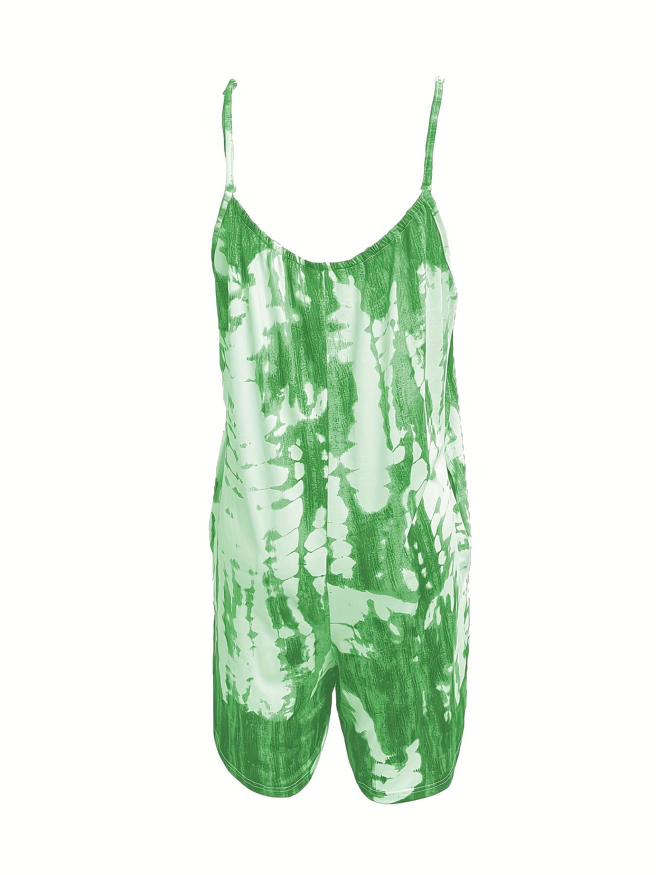 Women's Sleeveless Tie-Dye Jumpsuit with Pockets and Adjustable Straps