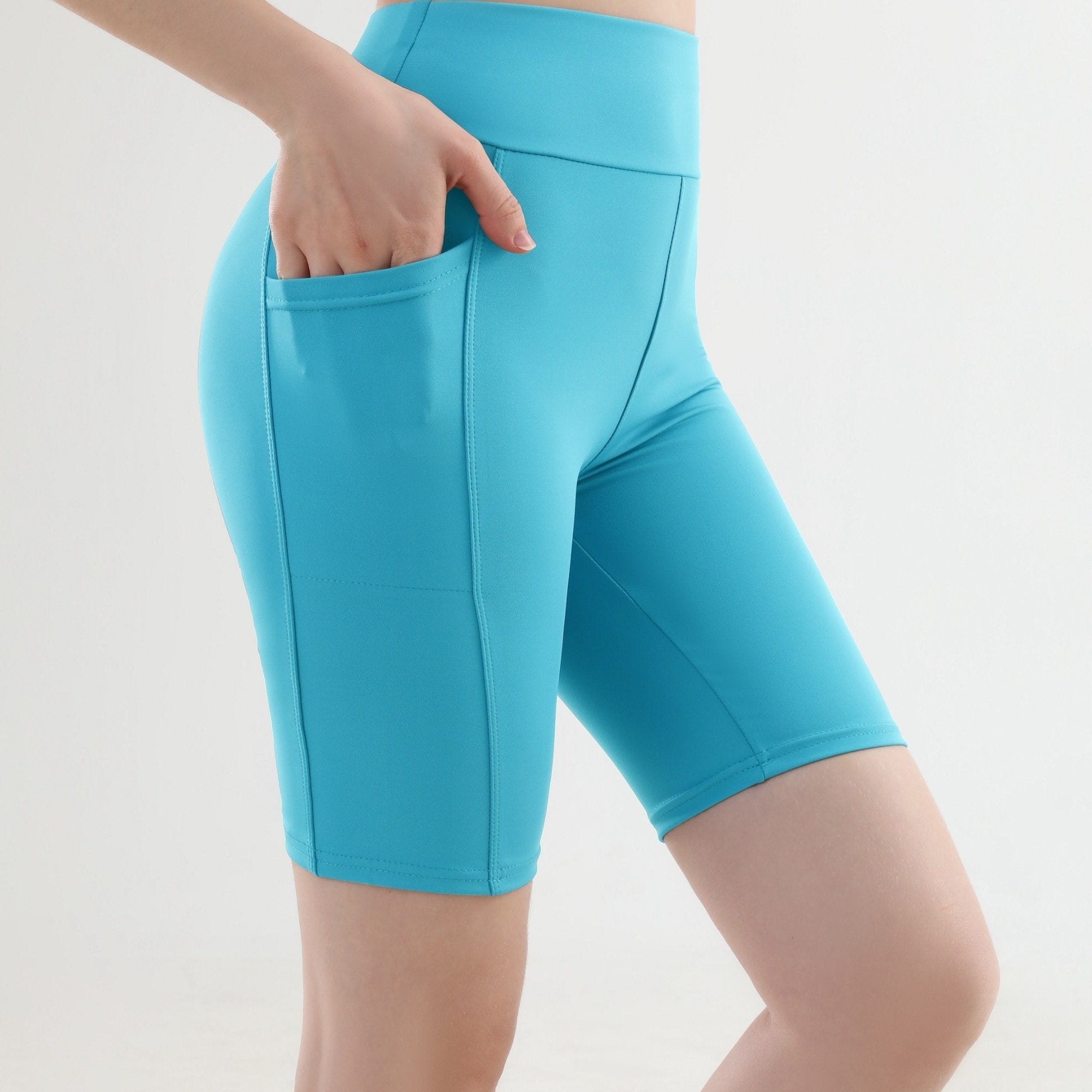 High Waist Cropped Leggings with Side Pockets for Summer Casual Stretchy