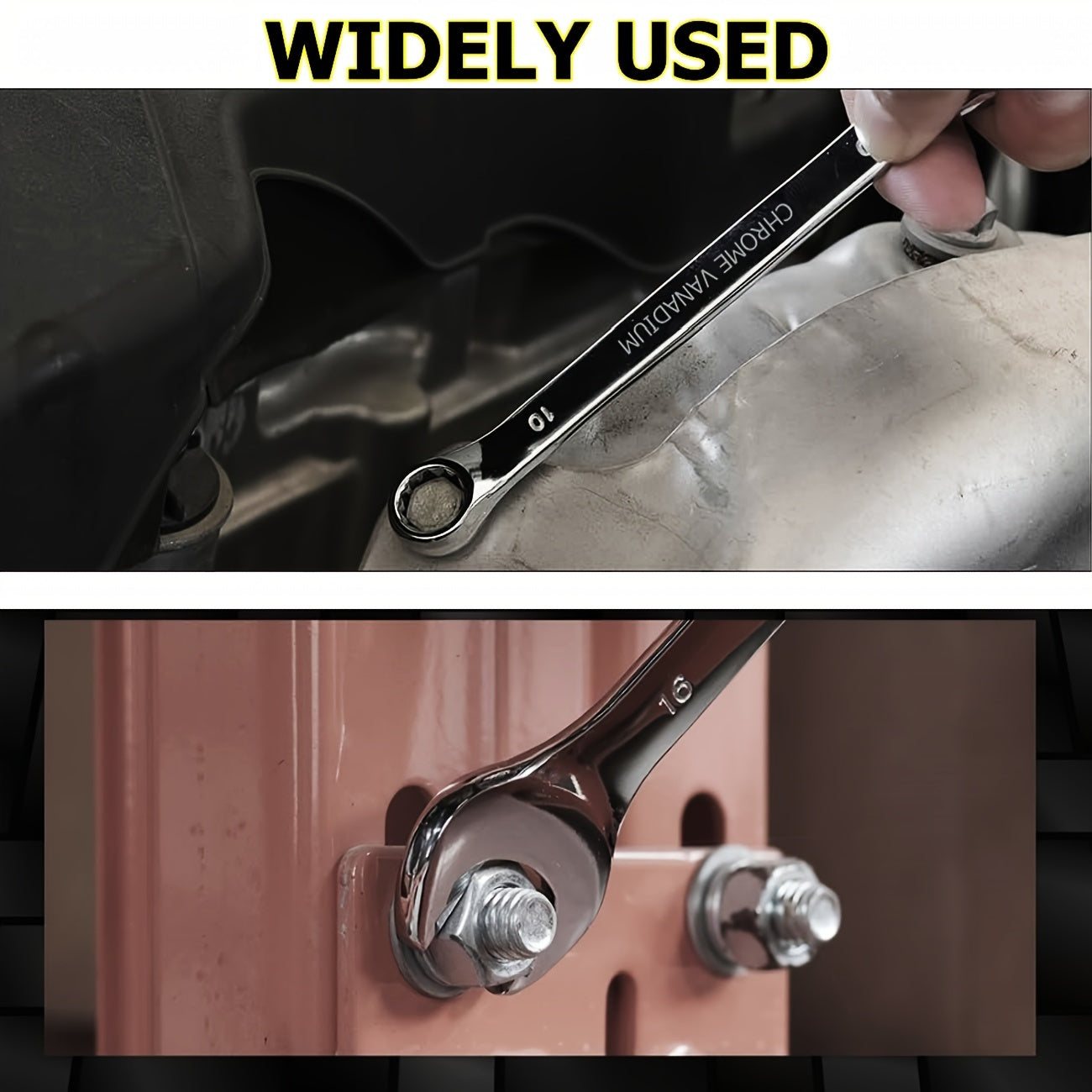 Combination Wrench 8-18mm SAE Metric, 72 Teeth, CR-V Steel, Motorcycle Car Repair