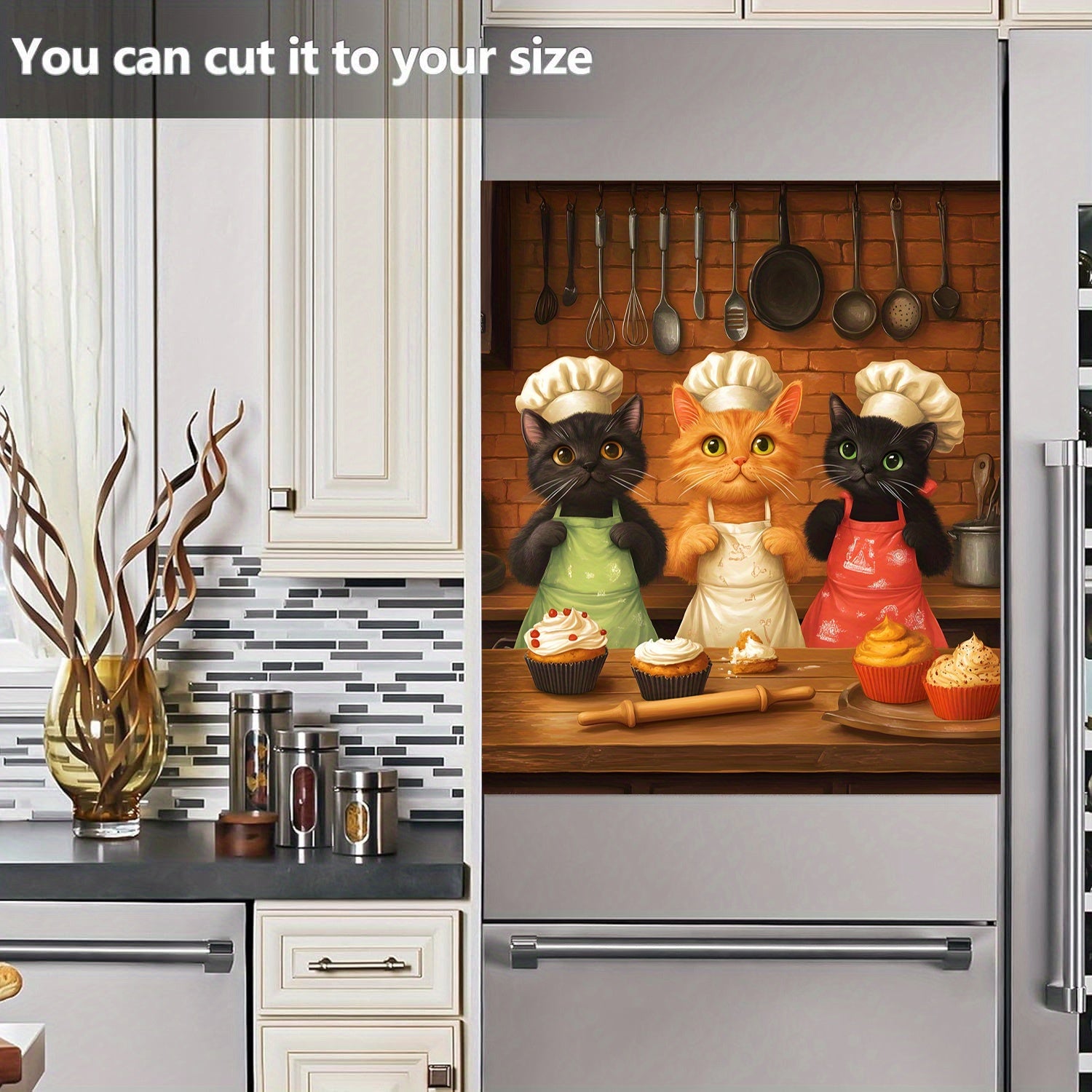 2D Flat Cat Pattern Dishwasher Door Decoration Kit Waterproof Soft Easy Install