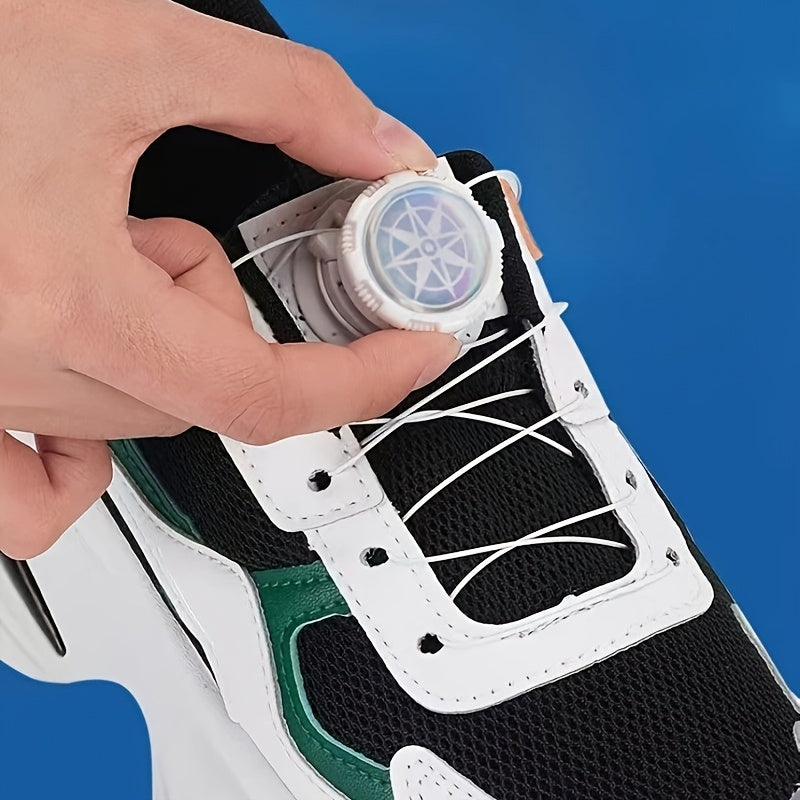 Unisex No-Tie Shoelaces with Rotary Buckle, Quick Lacing, Durable Plastic