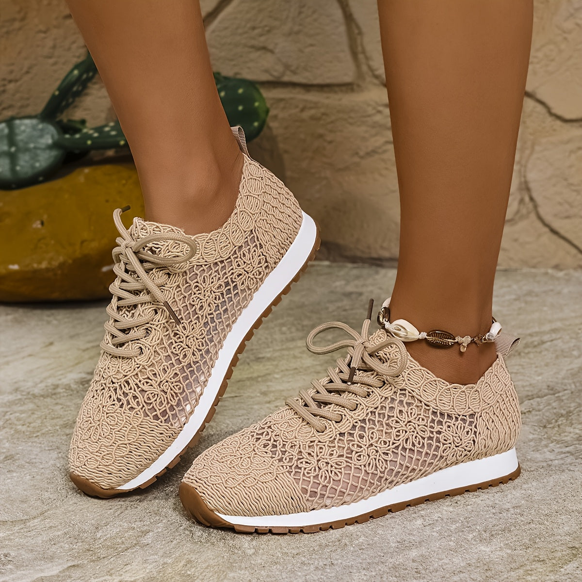 Women’s Summer Mesh Casual Shoes Breathable Fabric Rubber Sole Solid Color