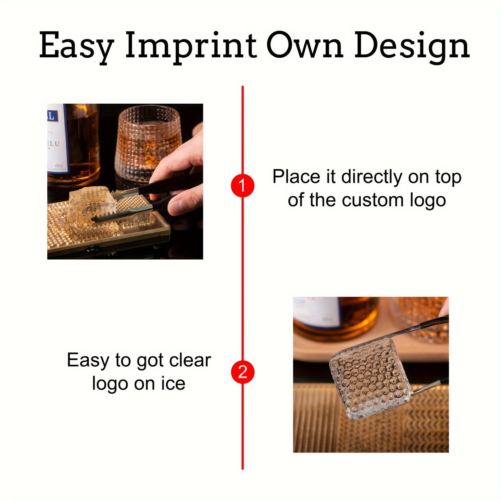 Set de bandejas de sellos de hielo de latón para cócteles, whisky, bourbon, molde sin plomo