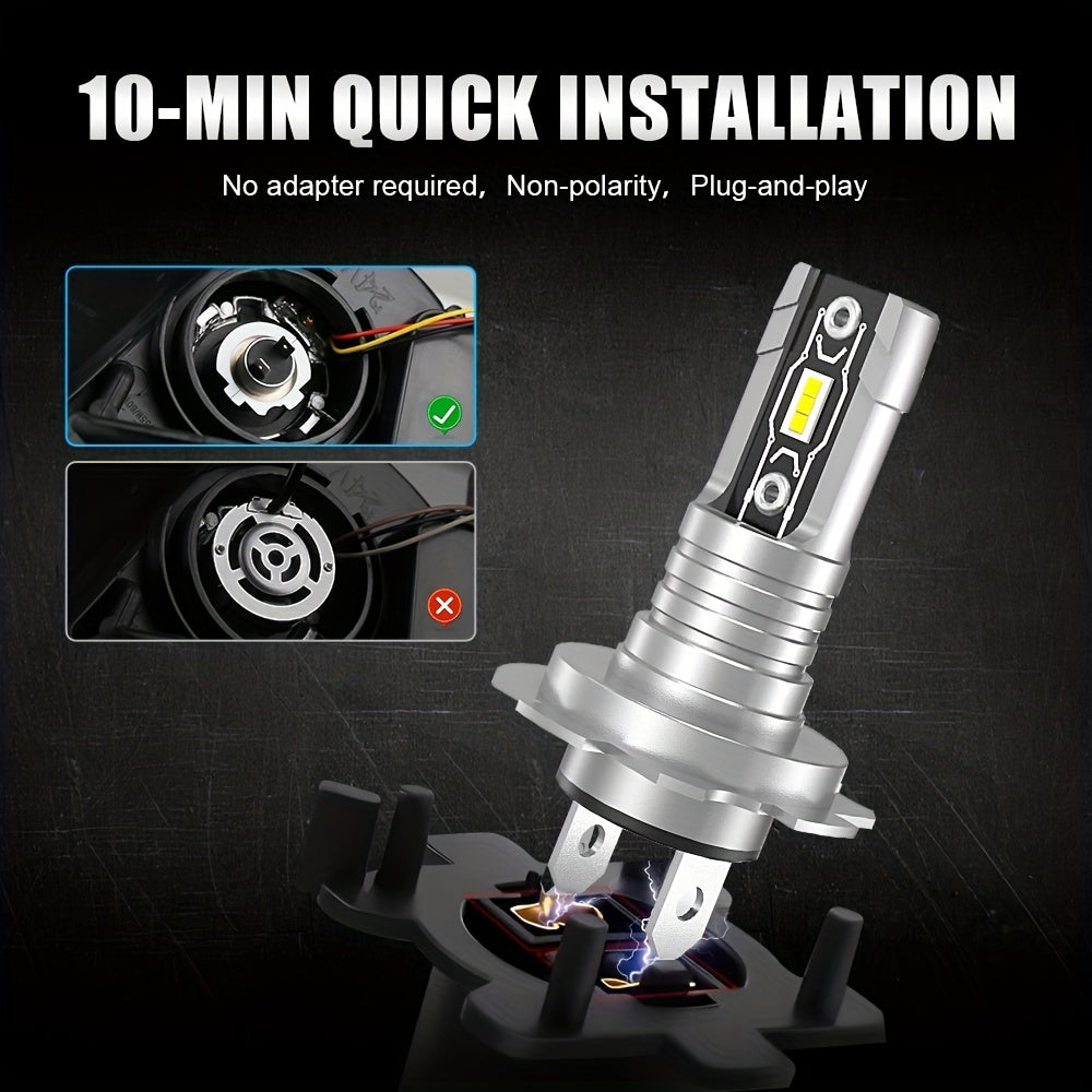 2 шт. LED-лампочки H7 для головного света 6000K белого цвета Canbus 18000Лм 60Вт для автомобиля, грузовика, мотоцикла