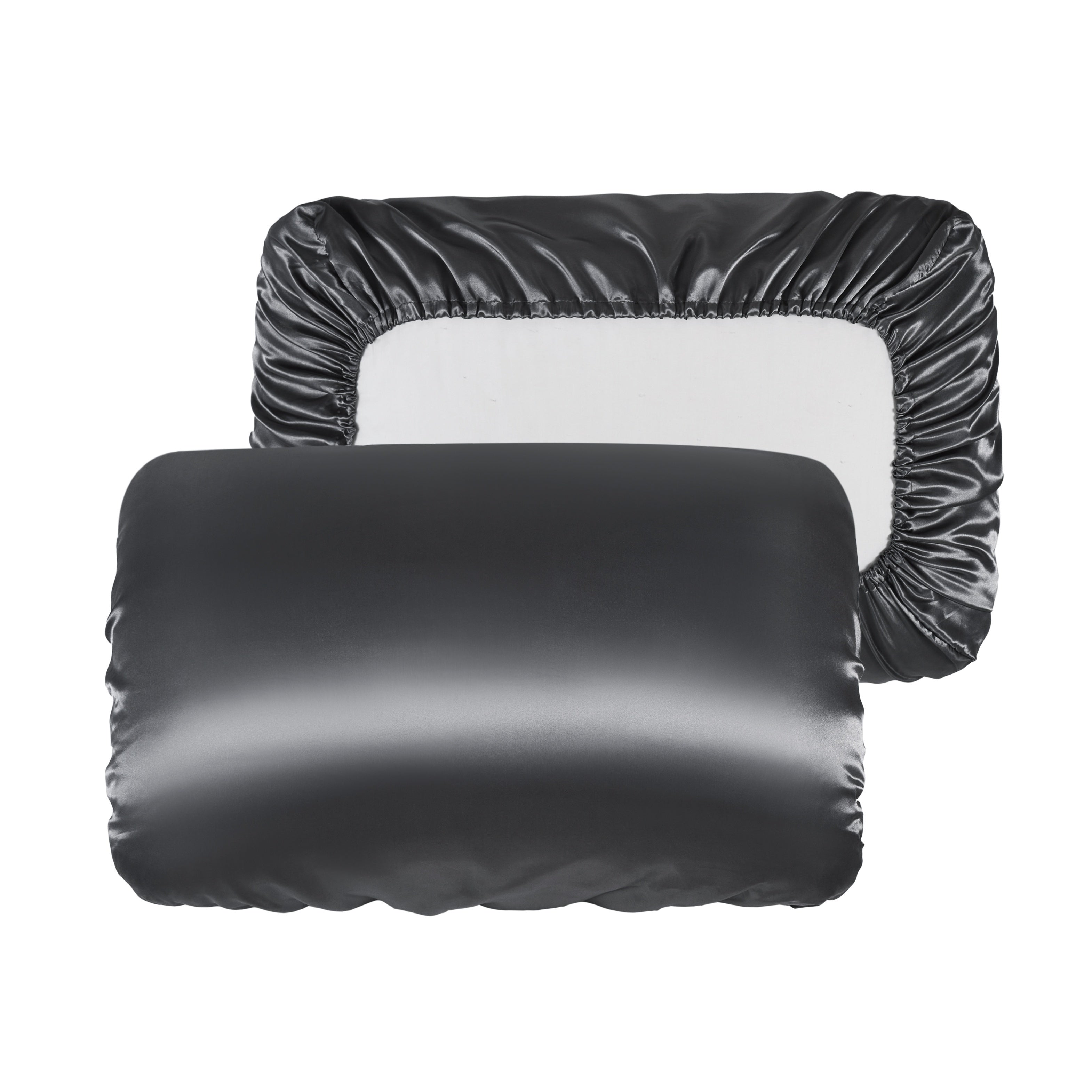 Satin Pillowcases Set of 2 with Elastic Bands, Soft Non-Slip Fabric for Bedroom