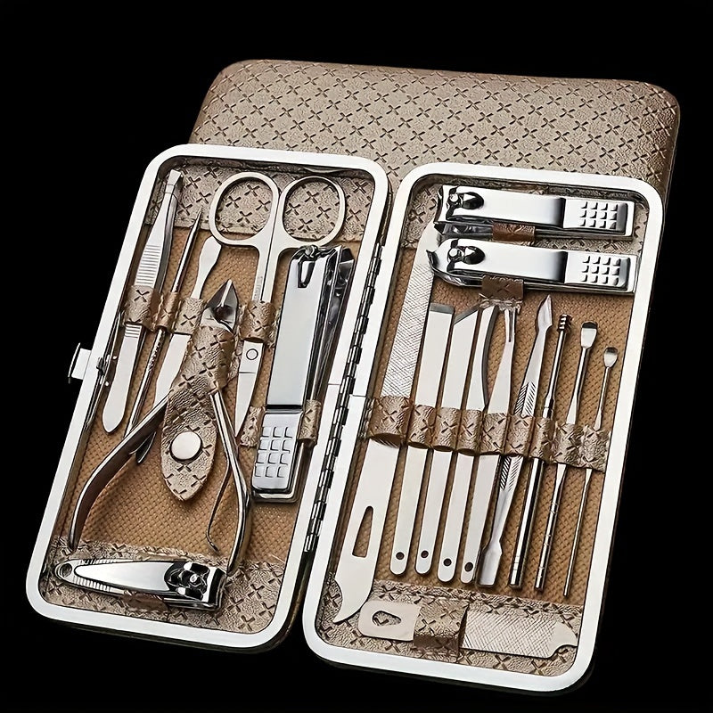 Set of 8 or 19 Stainless Steel Nail Clipper and Manicure Tools for Foot and Nail Care