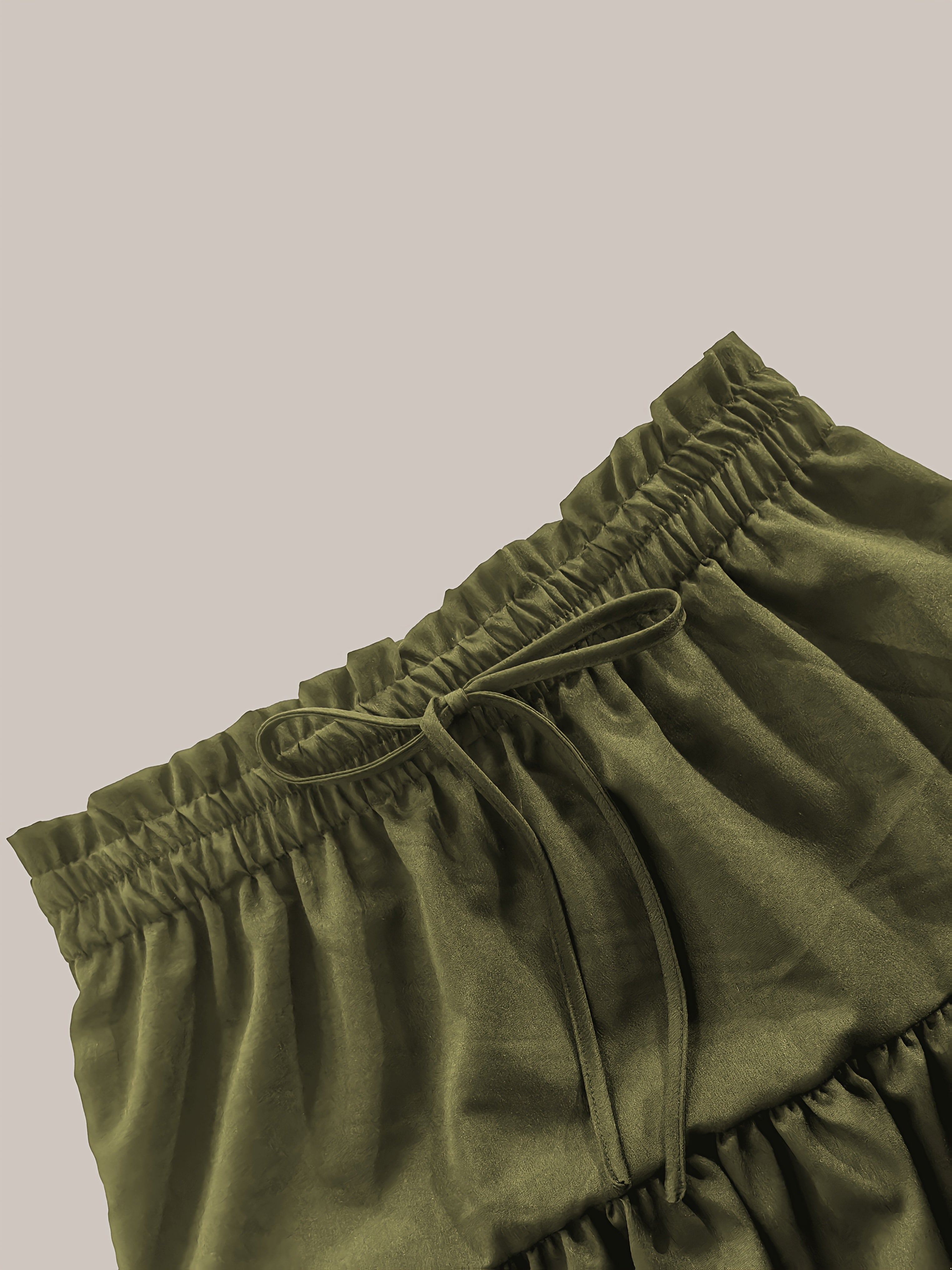 Plus Size Women's Ruched Tiered Skirt Elastic Waist Midi Flared Solid Color Summer Spring