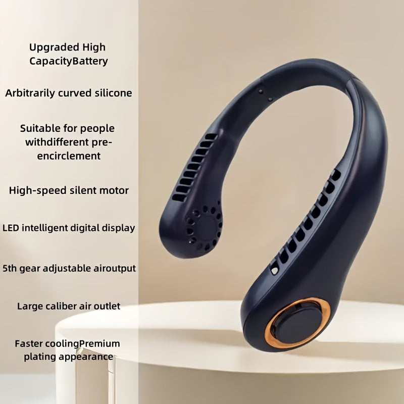 Portable Mini USB Fan with Adjustable Speed and Wearable Neck Design