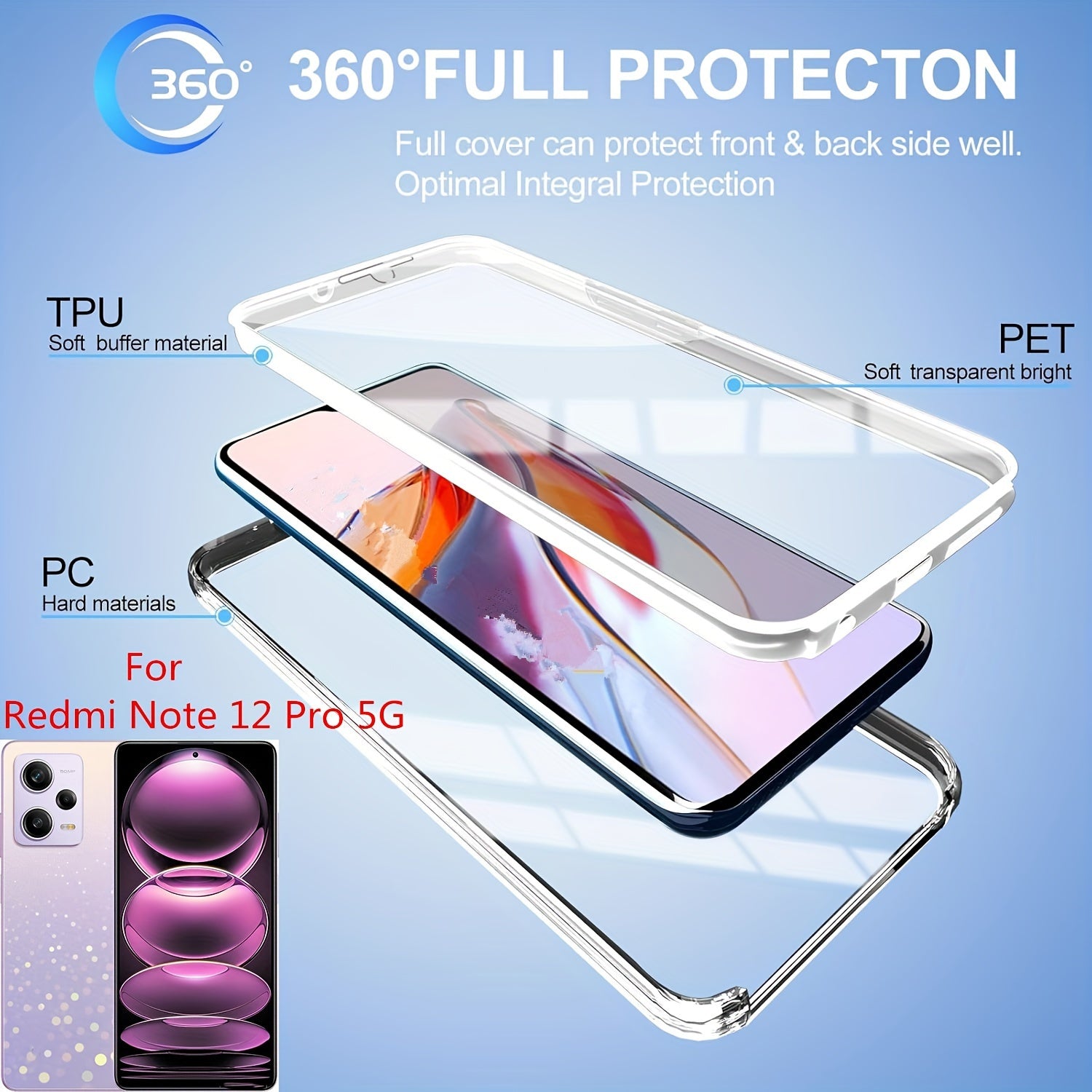 Полный ударопрочный чехол для телефона для моделей Xiaomi Redmi с прозрачной крышкой