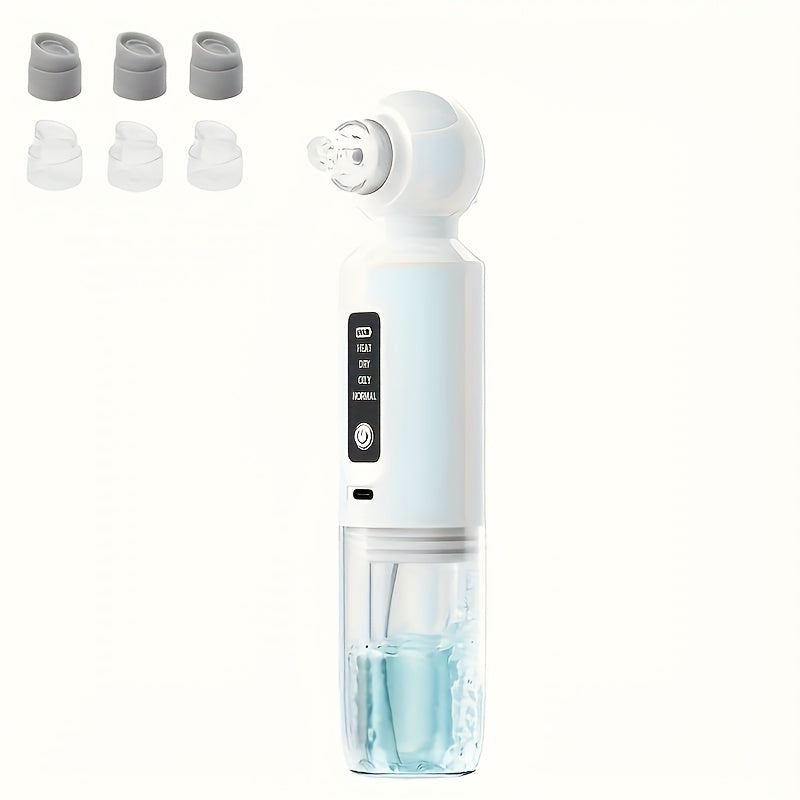 6-in-1 Электр қара нүктелерді кетіруші вакуум USB зарядкасымен, жылу компрессы, терең тазалау, қайта зарядланадиган литий батареясы