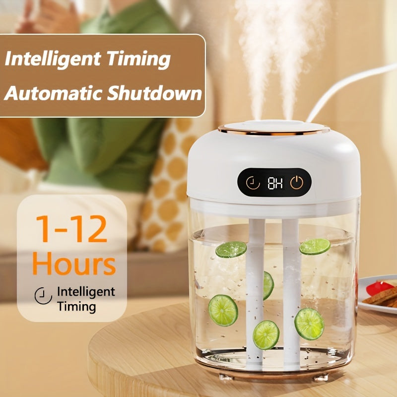 Увлажнитель с двойной насадкой-распылителем, подключаемый, с пультом дистанционного управления, резервуаром для воды 4,5 л, ночником, таймером