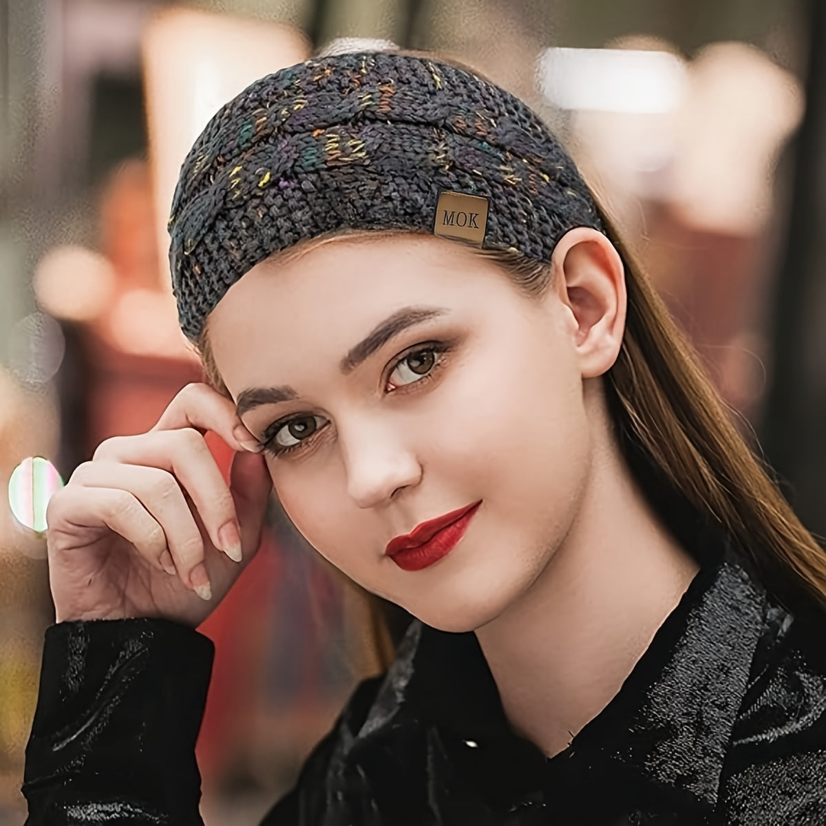 Праздничная зимняя повязка на голову с объемным вязаным узором и теплым мягким ощущением - только ручная стирка - растягивающаяся - ушные теплые для женщин - идеальные подарки для нее