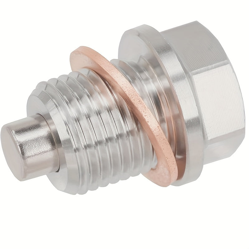 Magnetic Stainless Steel Oil Drain Plug with Red Copper Washer Gasket Replacement