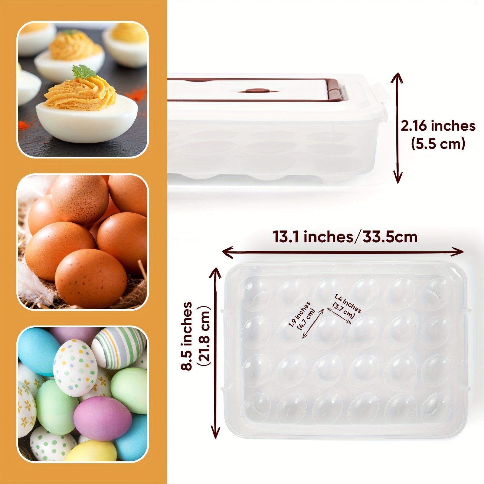 Plastic Egg Holder with Lid, Transparent, Stackable, 48 Eggs Storage