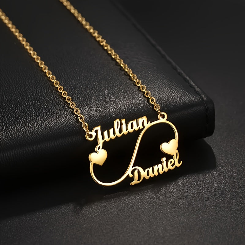Personalized Heart Pendant Necklace for Women 18K Gold Plated Stainless Steel Boho Style