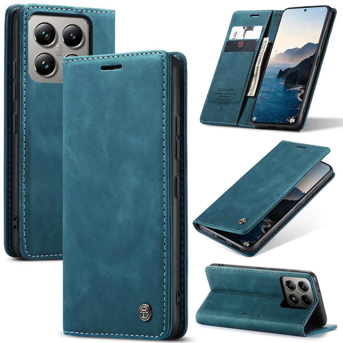Faux Leather Flip Wallet Phone Case for Xiaomi 14T Pro and 14 with Card Holder and Kickstand