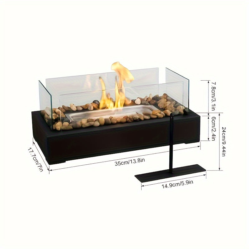 Rectangular Indoor Tabletop Fireplace Heater Portable for Parties and Dinners