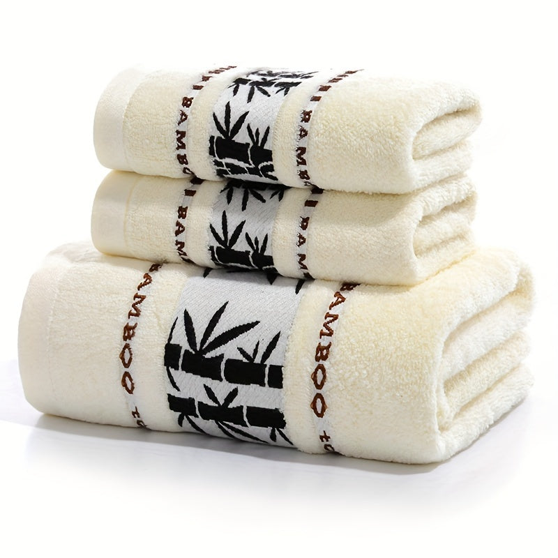 Bamboo Fiber Towel Set 3 Pieces Bath and Hand Towels Soft Highly Absorbent