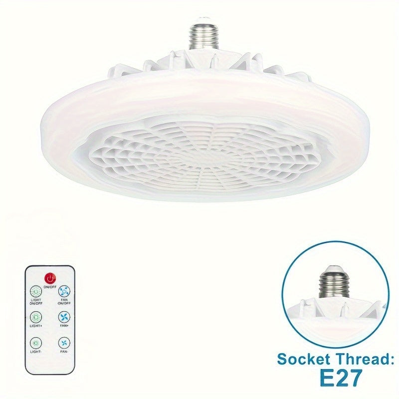 E27 Screw Socket Fan Lamp with Remote Control, Independent Fan and Light, Suitable for Bedrooms and Living Rooms