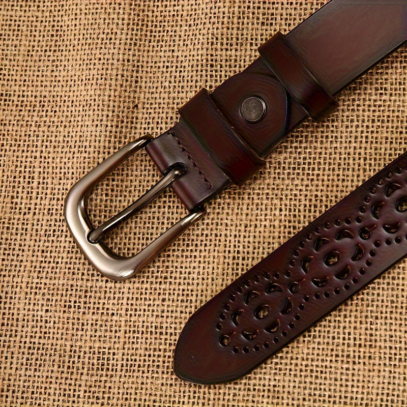 Женский винтажный пояс с вырезами и пряжкой-пуговицей для классических джинсов