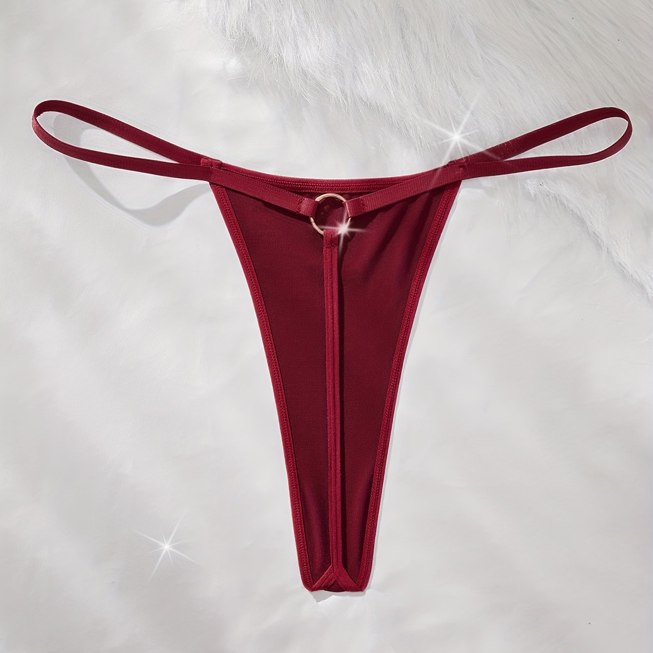 Women's Low Waist Thong with Metal Ring Lingerie
