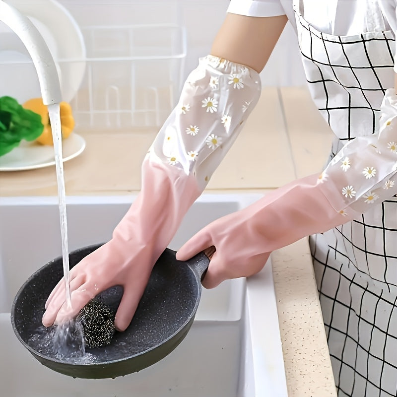 Waterproof Long-Sleeve Kitchen Gloves for Cleaning, Durable PVC, Lead-Free