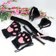 Black Cat Ear Hoop and Tail Necklace Halloween Costume Accessories Set