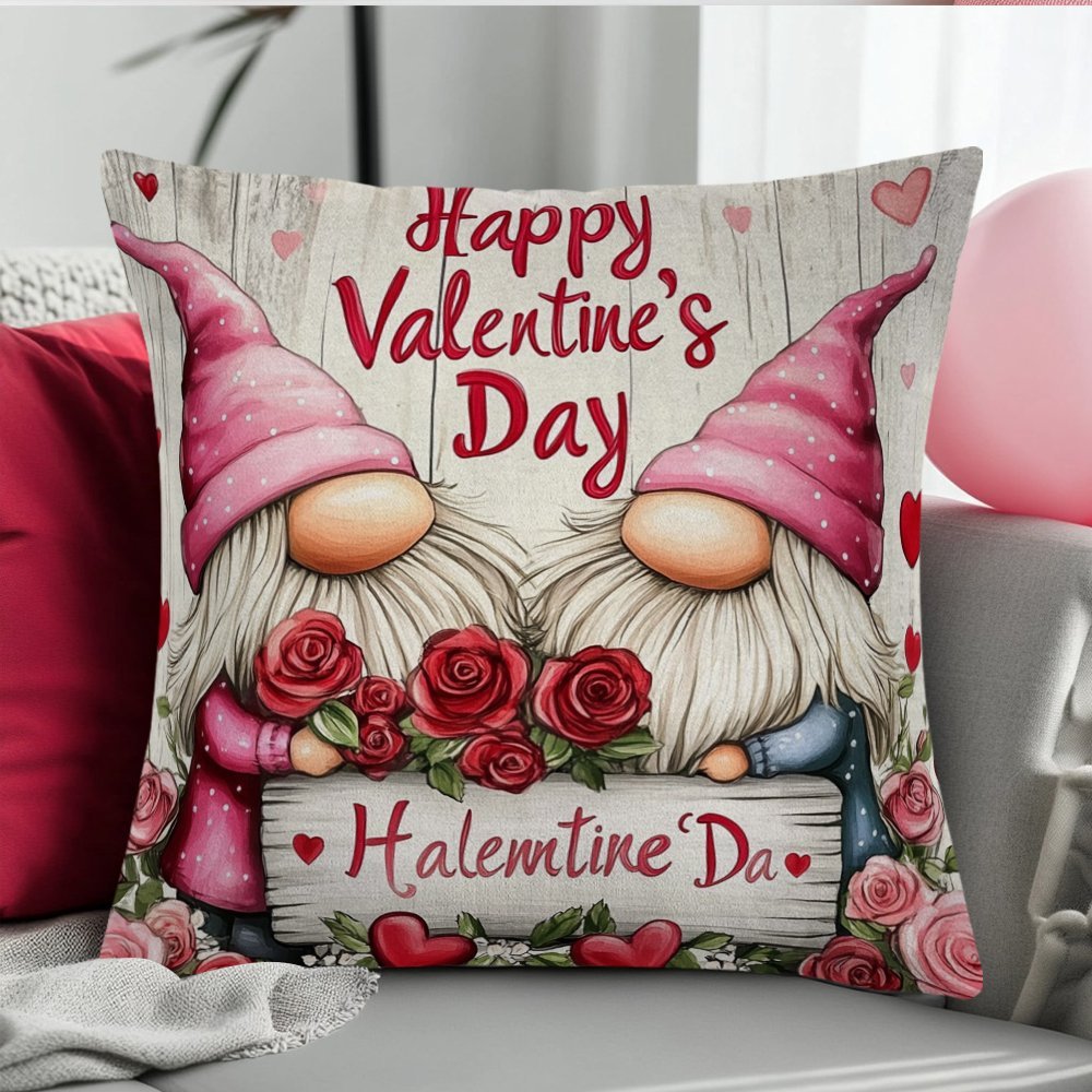 Vintage Gnome Floral Pillow Cover 45.72x45.72 cm Polyester Zipper Machine Washable