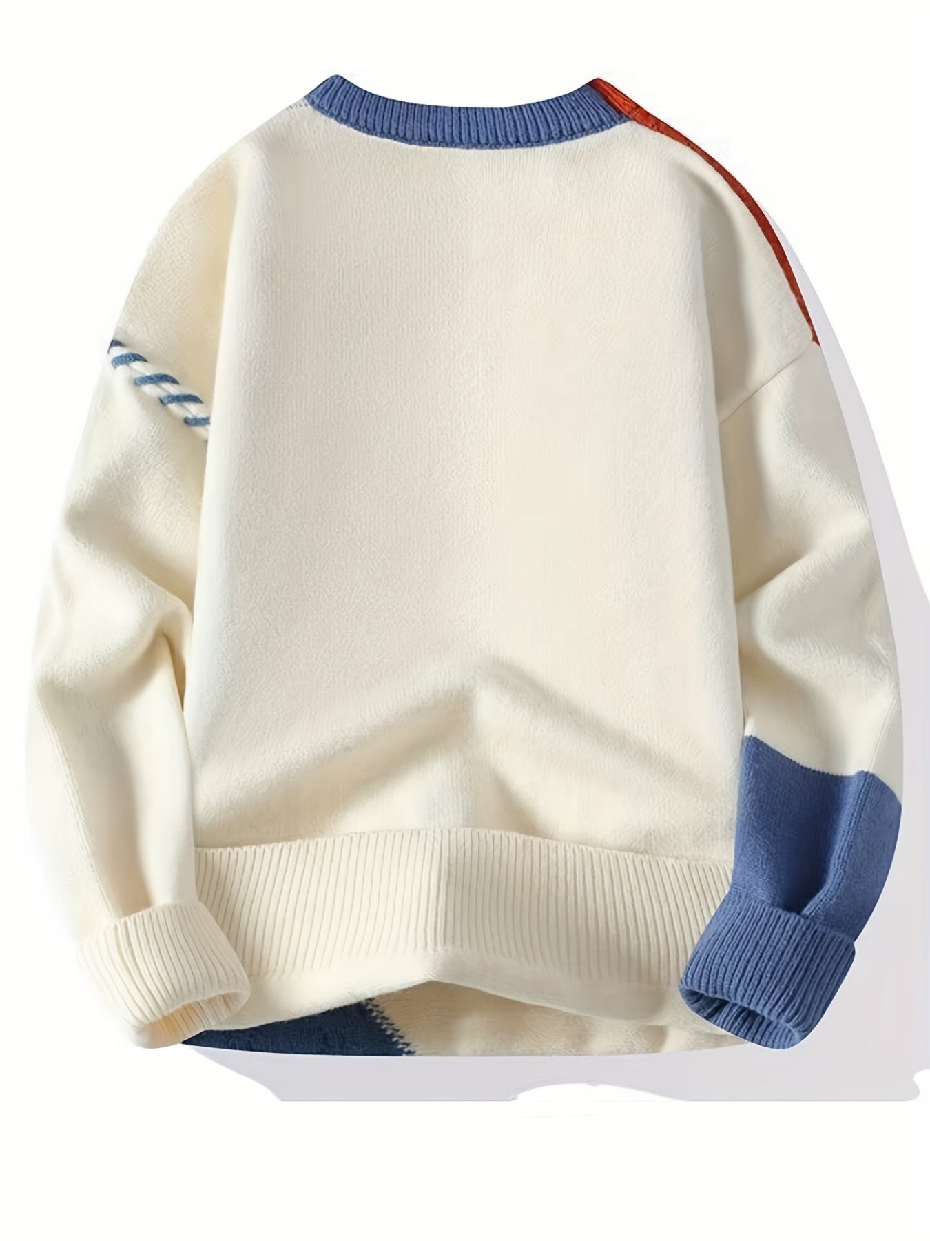 Men's Color-Block Cable Knit Sweater Long Sleeve Casual Autumn Winter