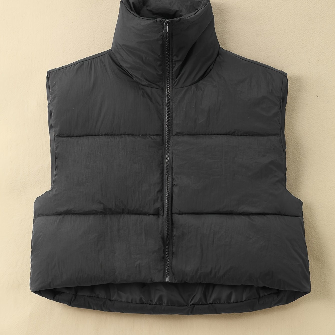 Women's Woven Polyester Vest for Fall and Winter Casual Solid Color Lapel Style