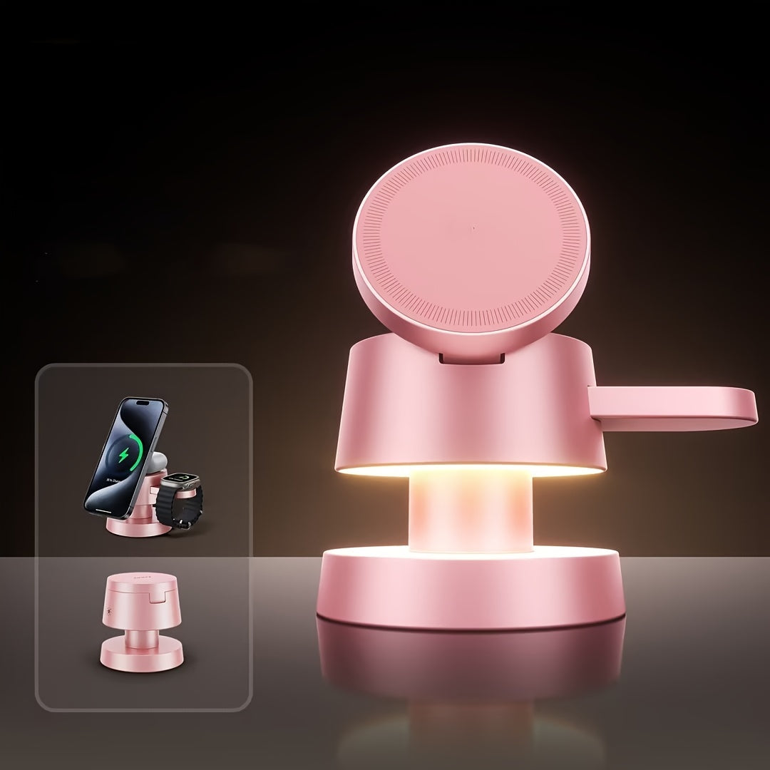 Идеально подходит для вашей тумбочки, этот 15W грибовидный светильник-зарядное устройство позволяет одновременно заряжать ваш телефон, часы и наушники.