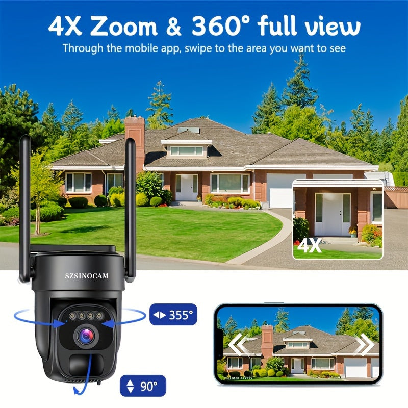 Cámara de seguridad solar inalámbrica 1080P PTZ visión nocturna detección de movimiento Wi-Fi exterior