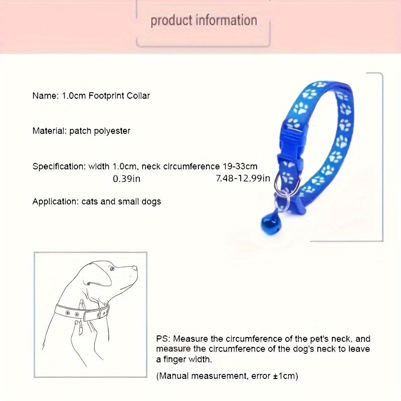 Set of 10 Adjustable Nylon Pet Collars with Bells for Dogs and Cats