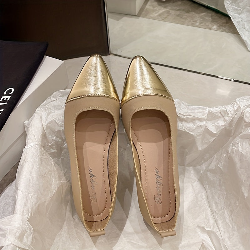 2024 Yangi Kelayotgan Ayollar uchun Tasodifiy Slip-on Pump, Tasmali, Oq Burchakli, Har Mavsumga Mos, Poliyuretan Yuqori, Flanel Ichki, Gumiy Taglik, PU Taglik.