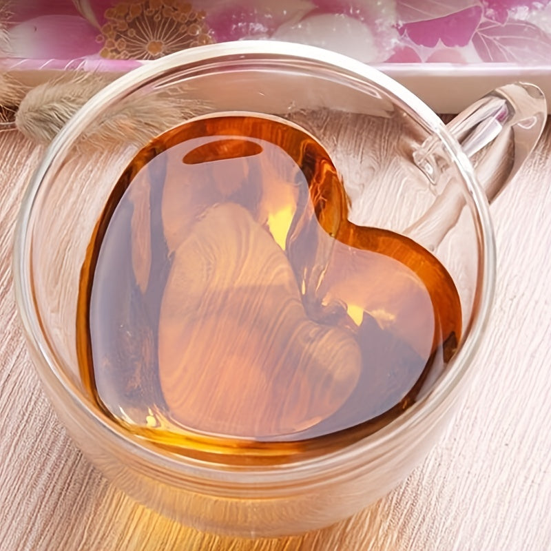 Парные стаканы с сердечком персика, 180 мл, двойной слой боросиликатного термоса