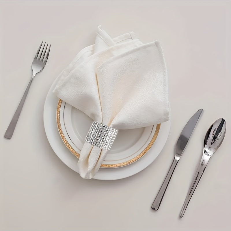 Set of 12 Gold Rhinestone Napkin Rings for Weddings Parties and Holiday Decor