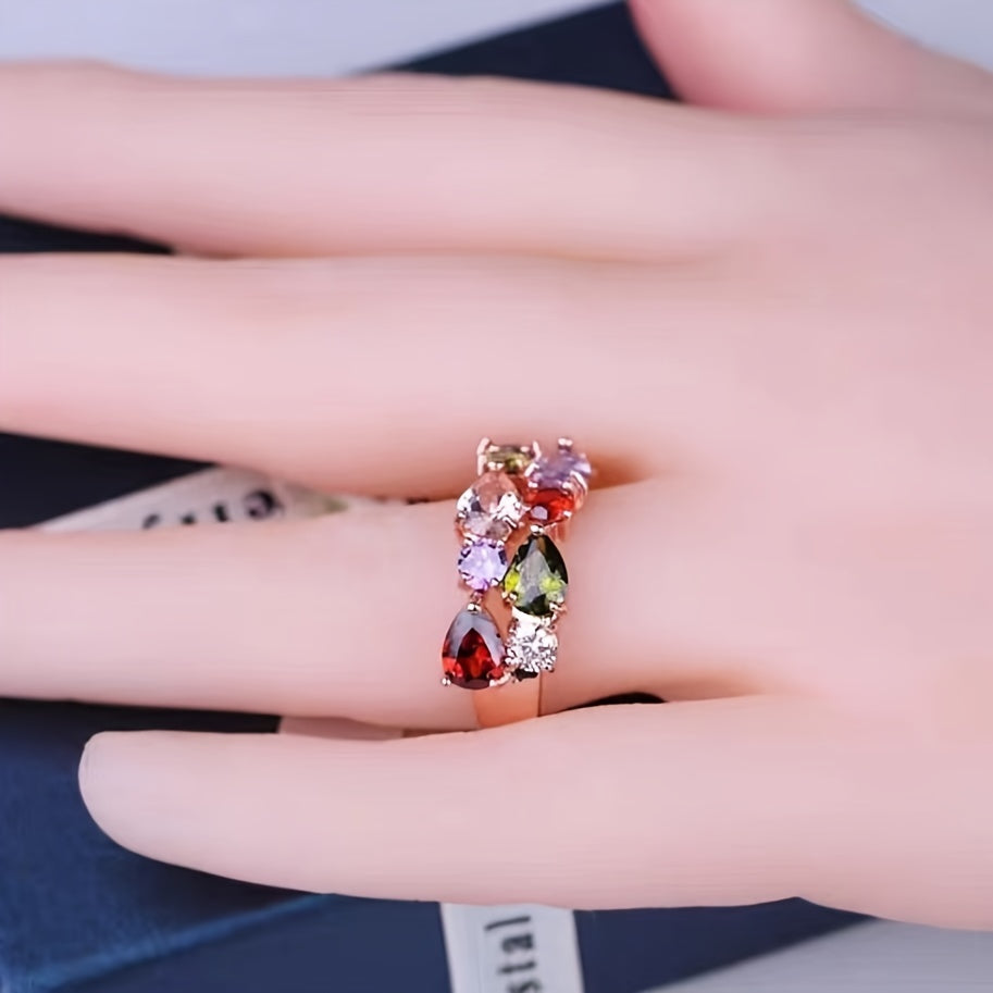 Rang-barang Zirconiya uzuk erkaklar va ayollar uchun, zamonaviy shaxsiylashtirilgan sovgʻa ona yoki qiz doʻstingiz uchun