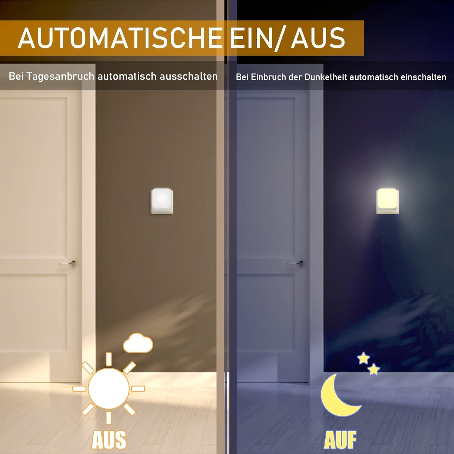 LED Night Light with Smart Sensing Wall Mount for Bedrooms and Hallways