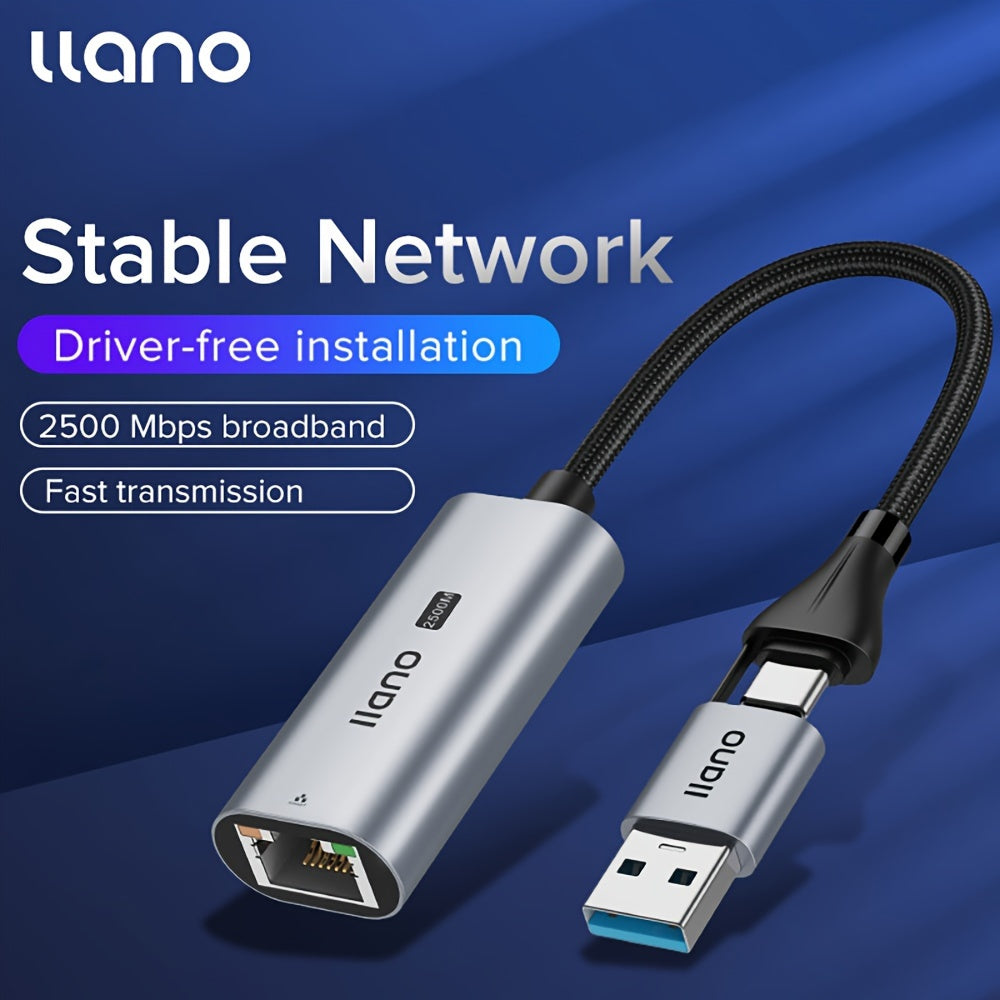 USB 3.1 to RJ45 Gigabit Ethernet Adapter for Gaming and Streaming Aluminum Alloy Network Converter